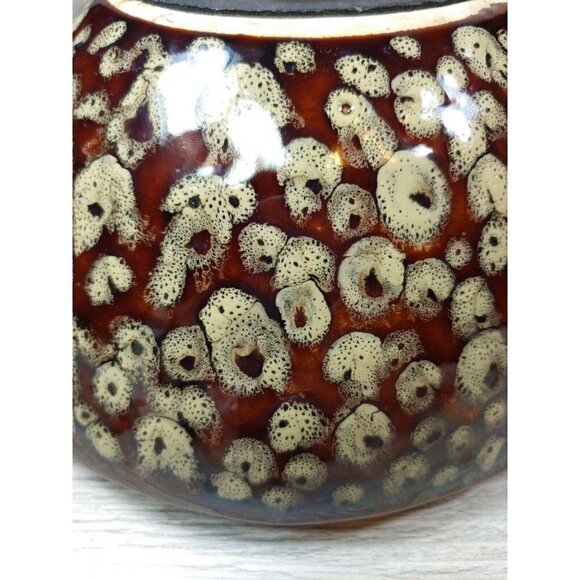 Glazed Ceramic Bowl Oval Swoop Shape Hand Painted Decorative Dish Raised Dots - Picture 11 of 12